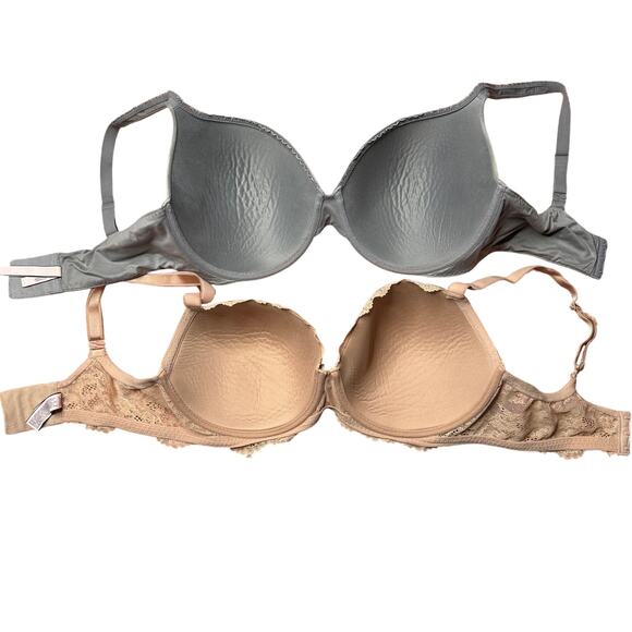 Victoria’s Secret Perfect Shape Padded Bras Gray & Nude Set Size 38DDD - Picture 5 of 9